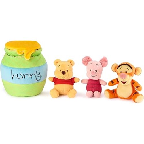 GUND Disney Official Winnie the Pooh Plush Playset with Pooh, Tigger, and Piglet, Sensory Toy Stuffed Animals for Ages 0 and Up, Green, 8”