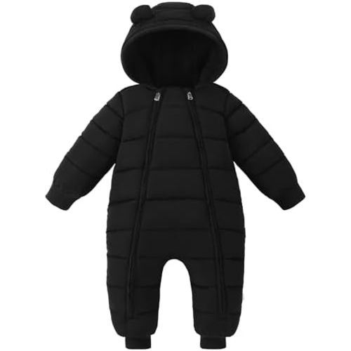 XMWEALTHY Baby Snowsuit Toddler Girl Clothes Cute Hooded Double Zipper Boys Winter Coat Unisex Romper for Infant