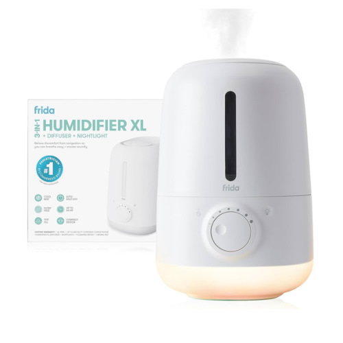 Frida Baby 3-in-1 XL Top Fill Humidifier for Bedroom, Cold & Flu Relief, 6L Tank Cool Mist Humidifier + Diffuser for Large Rooms, Mold Resistant, Nightlight, Auto-Off, Quiet, Essential Oil Diffuser