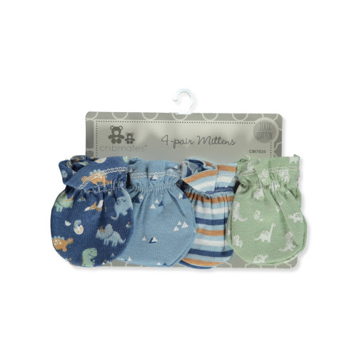 Cribmates Baby Boys' 4-Pack Mittens - blue/multi, one size