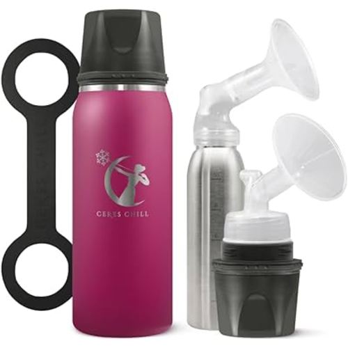 Breastmilk Chiller Reusable Storage Container by CERES CHILL | Keeps Milk Safe for up to 20 Hours | Connects w/Major Pumps(1 Chiller, Plum)