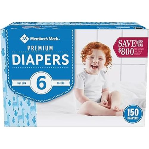 Member's Mark Premium Baby Diapers, Size 6 (35+ Pounds), 150 Count