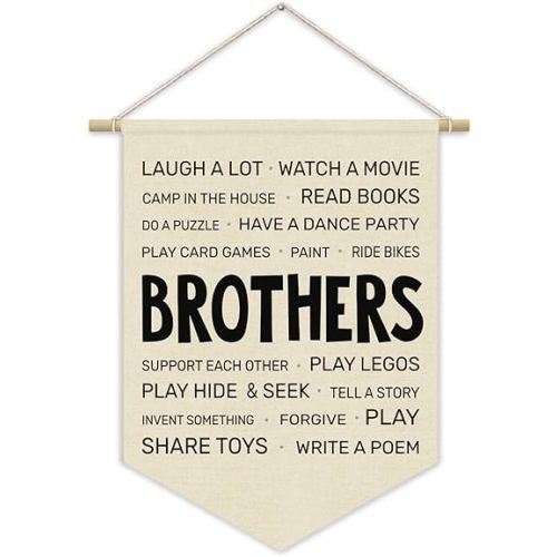 Boy Room Decor,Wall Decor For Boys Bedroom Playroom Toddler,Brothers Do Things Canvas Banner,Teen Boy Room Decor,Dorm Room Inspirational Wall Hanging Pennant Flag Canvas Banner 15x11in