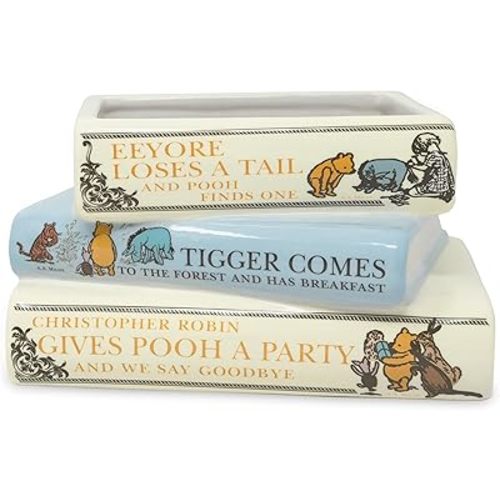 Steel Mill & Co Original Small Book-Shaped Decorative Planter, Ceramic Planter for Home Decor, Cute Bookshelf Decor, Unique Planter for Book Lovers, The House at Pooh Corner