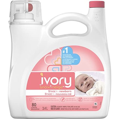 Ivory Snow Stage 1: Newborn Hypoallergenic Baby Laundry Detergent Liquid Soap, 3.4 L (80 Loads) - 80 loads