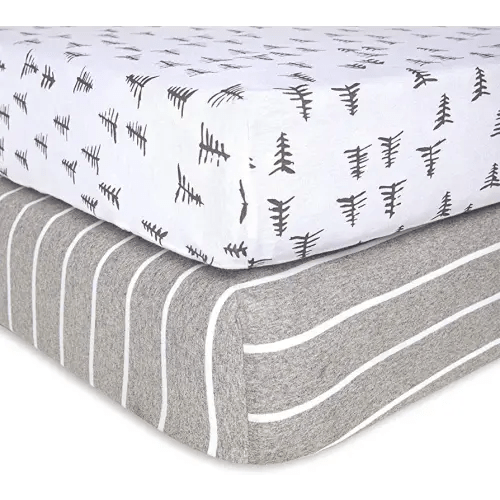 Burt's Bees Baby - Fitted Crib Sheets, 2-Pack, Boys & Unisex 100% Organic Cotton Crib Sheet for Standard Crib and Toddler Mattresses (Pine Forest)
