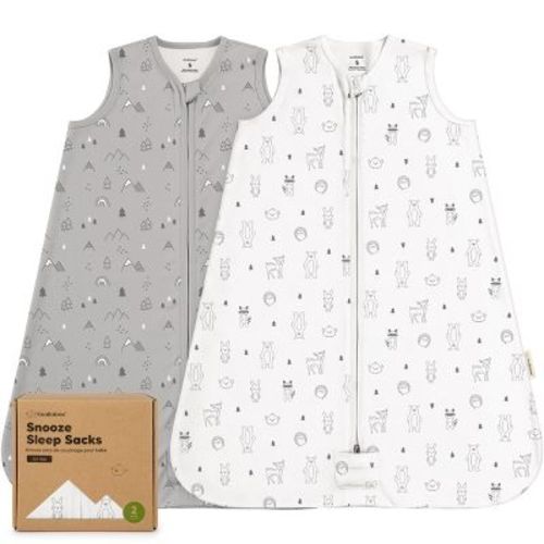 2-Pack Snooze Baby Sleep Sacks, Organic Cotton Wearable Blanket, Soft Toddler Sleeping Bag, Smooth Zipper