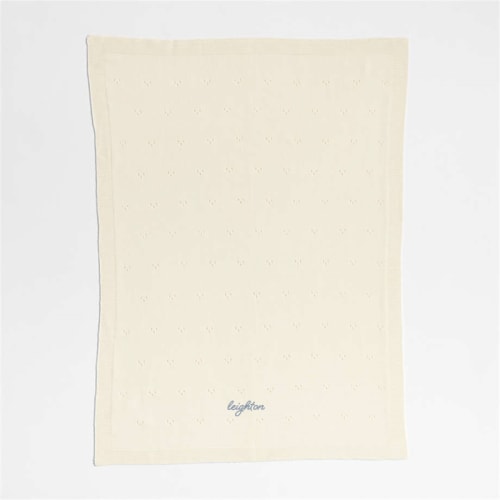 Personalized Pointelle Knit Pampas Ivory Baby Stroller Blanket