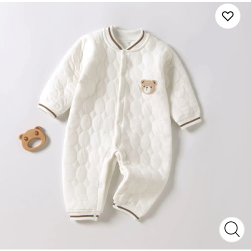 Baby Simple Quilted Bear Warm Romper