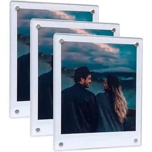 Magnetic Polaroid Picture Frame 3.5x4.25”, Fridge Magnet Frame for Polaroid Now i-Type/600/SX-70/OneStep+/Instax Wide 300/200/210 Photo, Polaroid Display Frame [6Packs 12Panels]