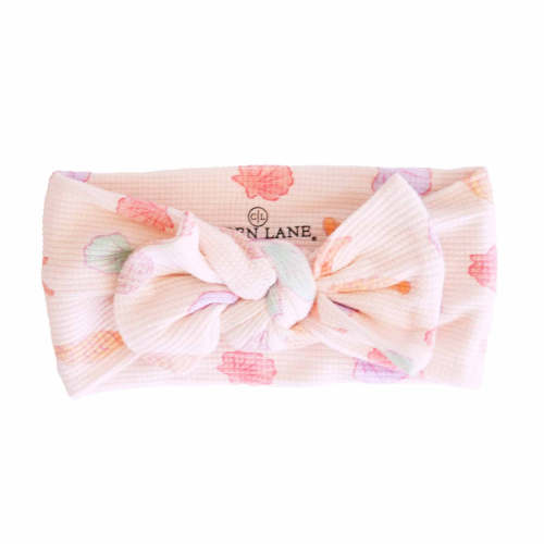 Saltwater Shells Waffle Bamboo Knit Large Bow Headwrap