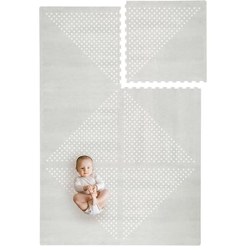 Toddlekind Playmat - Premium Foam Playmat, 4 x 6 feet, 6 Tile Extra Thick Foam Floor Puzzle Mat for Babies/Toddlers Stylish, Non-Toxic, Odorless. Perfect for Tummy Time, Crawling, and Play. Ideal for Nursery and Playroom. 0m+ (Gray)