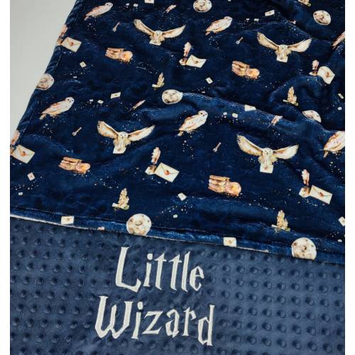 little wizard, magic owl blanket, personalized baby blanket, baby wizard blanket, newborn baby gift, white owl mail, school of magic