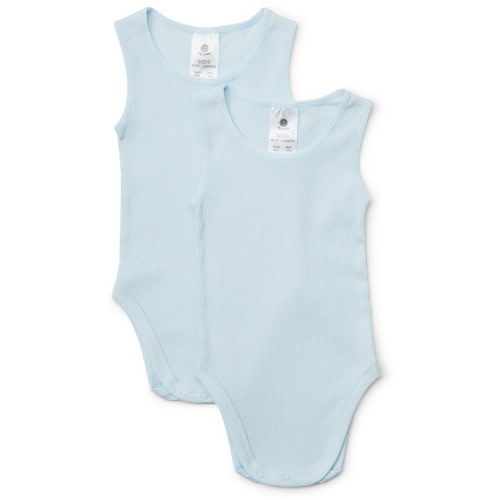 Dymples Baby Organic Cotton Singlet Suit 2 Pack - Light Blue