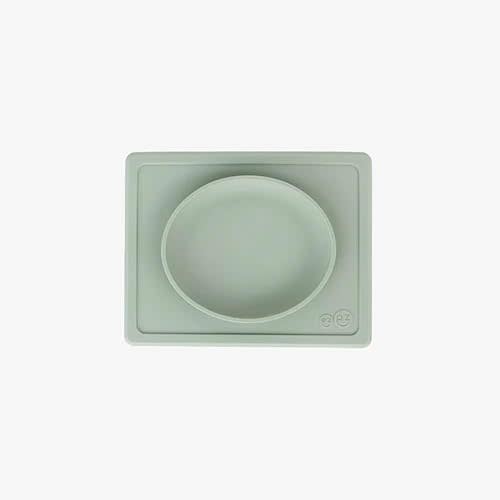 ezpz Tiny Plate - 6 Months+ (Sage) - Silicone Suction Plate for Baby with Built-in Placemat - Baby Led Weaning Supplies - Infant Plate That Fits on Most Highchair Trays