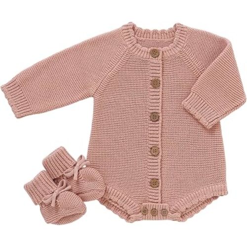LAWKUL Cotton Baby Sweater and Booties Set