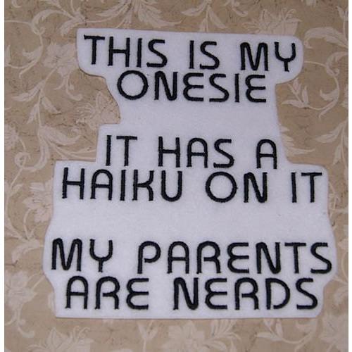 Onesie Haiku Text Iron On Embroidery Patch MTCoffinz