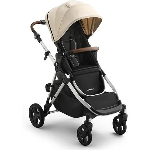 Mockingbird Single-to-Double Stroller 3.0 - Convertible Full Size Baby Stroller for 1, 2, or 3 Kids with 44 Possible configurations, Travel System Compatible - Oat