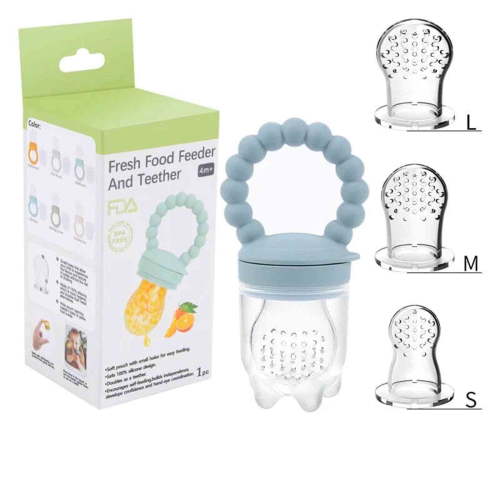 Baby Food Feeder Pacifier - Silicone Baby Fruit Feeder for Infant & Toddler, Fresh Food Nibbler with Safe Lock, Teething Gum Soother, BPA-Free, Easy Clean, Soft Silicone Baby Feeding Tool