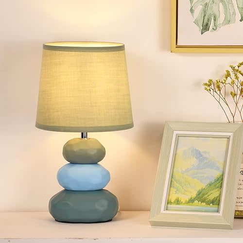 Lampwell BERO Small Modern Ceramic Table Lamp, Green, 6.50H11.89IN, Bulb Excluded, Kids & Bedside Night Table Lamp
