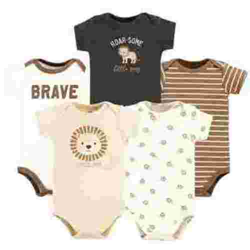 Hudson Baby Short Sleeve Bodysuits, 5-Pack, Newborn- 24 Months
