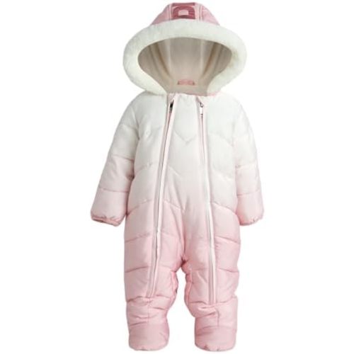 DKNY Baby Girls' Snowsuit - Fleece Lined Hooded Winter Pram - Outerwear Snow Coat for Toddlers & Babies (Infant Sizes: 0-24M)