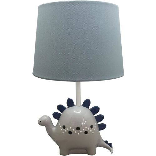 Levtex Baby - Night Owl Table Lamp and Shade - Dinosaur Base with Blue Canvas Shade Lamp - Nursery Accessories - Measurements: 22 in. high and 6 in. Diameter