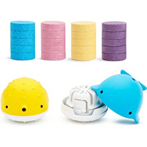 Munchkin® Color Buddies™ Moisturizing Bath Water Color Tablets & 2 Toy Dispensers, 20 Tablets