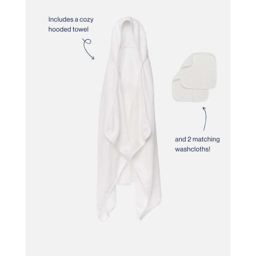 The Hooded Towel + 2 Washcloth Set / Coconut