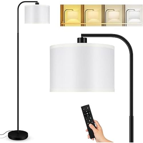 BoostArea Dimmable Floor Lamp for Living Room,Arc Sofa Lamps with Remote Control,Stepless Dimmable & Colors Temperature,2700k-6500k,67 in,Tall Modern Standing Lamp for Bedroom Study Room Office,White