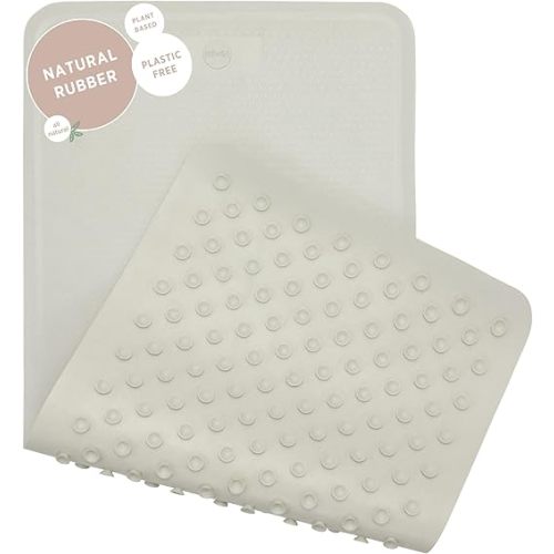 HEVEA Natural Rubber Big Bath Mat - Upcycled, Danish Design - Non Slip Bathtub Mat, 299 Suction Cups - Safe and Friendly Shower Mat for All Ages (Marble)