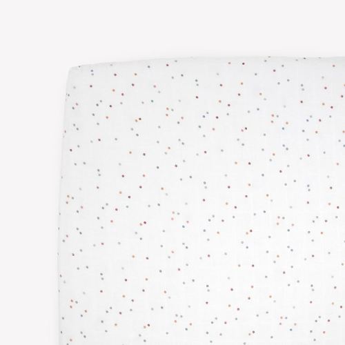 Little Unicorn Cotton Muslin Fitted Crib Sheet | Sized for Standard Baby Crib Mattress & Toddler Bed | Cozy Bedding Sheet for Boys and Girls | Machine Washable | 52” x 28” x 6” (Dots)