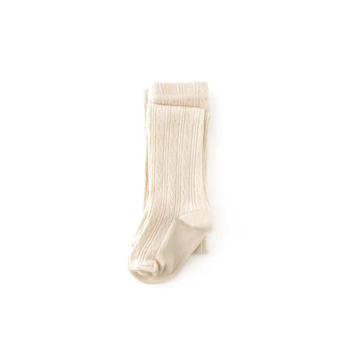 Little Stocking Co Cable Tights in Vanilla Cream
