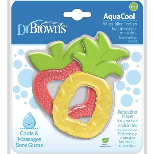 Dr. Brown's AquaCool Water-Filled Teether, Cooling Baby Teether Toy for Sore Gums, Apple Pineapple, BPA Free, 3m+, 2-Pack