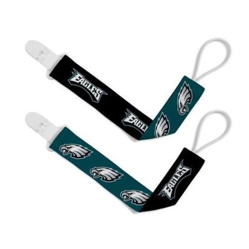 Babyfanatic Officially Licensed Unisex Pacifier Clip 2-pack - Nfl Philadelphia Eagles - Officially Licensed Baby Apparel