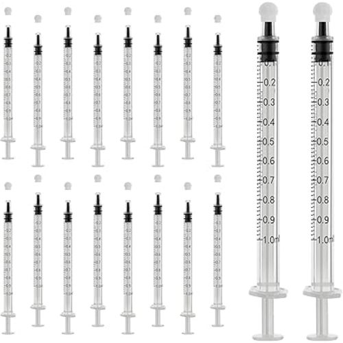 30Pack 1ml/cc Syringe for Liquid with Caps - Liquid Measuring Syringe - Syringes Tools for Scientific Labs, Feeding - Individually Sterile Sealed