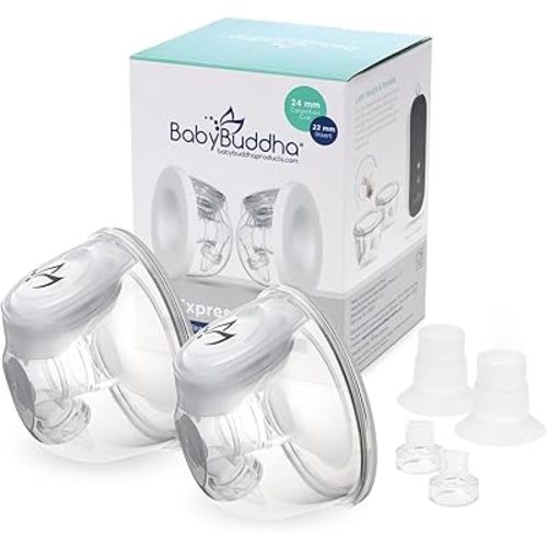 BabyBuddha Hands Free Milk Collection Cups for Breast Pump, Breastfeeding Essentials, 8 Fl Oz per Cup, Milk Containers, Compatible w/ BabyBuddha Breast Pump, Wearable Cups, Small, 2 Pack (22 to 24mm)