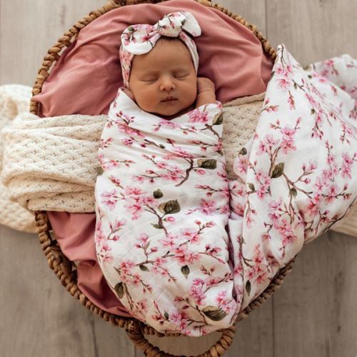 Cherry Blossom Organic Muslin Wrap | Snuggle Hunny