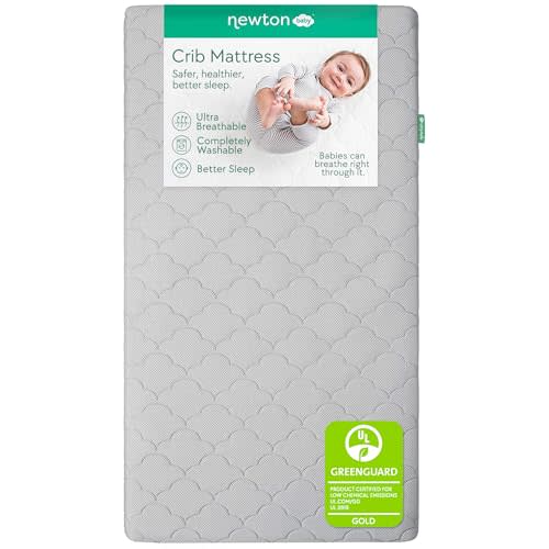 Newton Baby Crib Mattress and Toddler Bed - Waterproof - Ultra-Breathable Proven to Reduce Suffocation Risk, 100% Washable, Better Than Organic, 2-Stage Removable Cover, Deluxe 5.5" Thick Grey