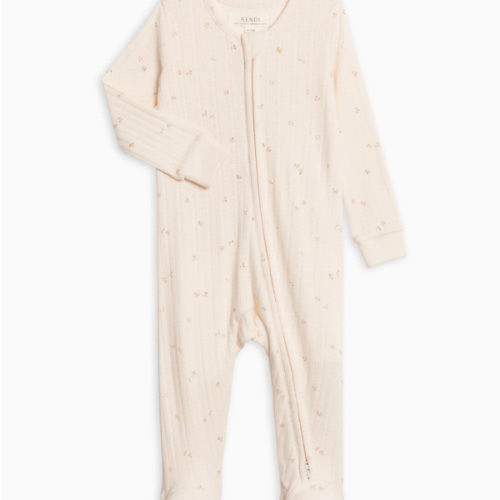 Maya Brushed Back Pointelle Footed Zipper Sleeper