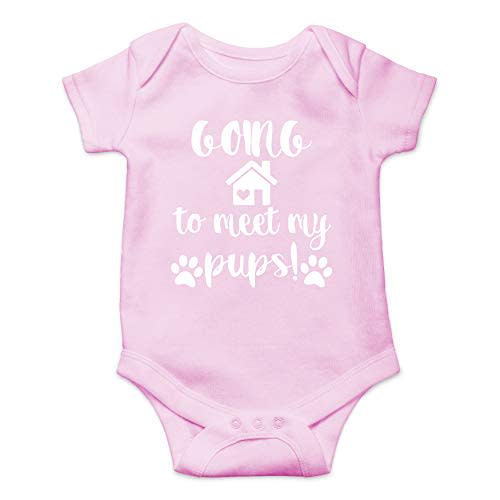 Going To Meet My Pups - Funny Baby Essentials Bodysuit - Newborn Boy Clothes Baby Girl Romper