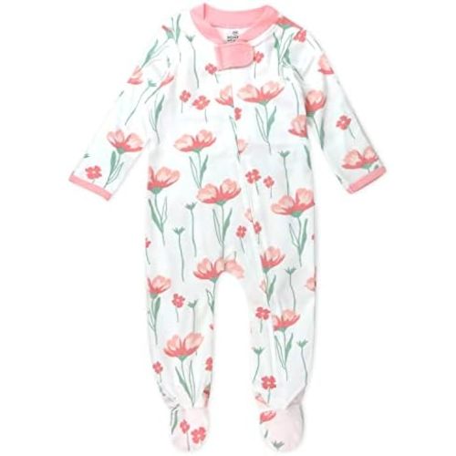 HonestBaby Sleep & Play Footed One-Piece Pajama Sleeper 100% Organic Cotton, Baby Girls