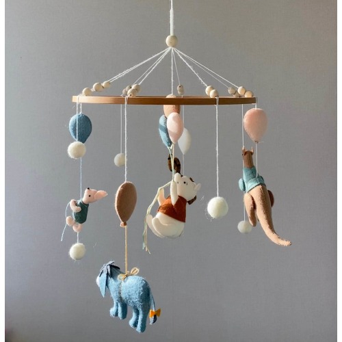 Vintage Winnie and his friends, Baby mobile boy, cot girl mobile, Winnie Nursery, hanging teddy bear mobile, baby shower.