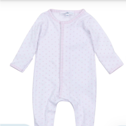 Gingham Dots Footie in Pink