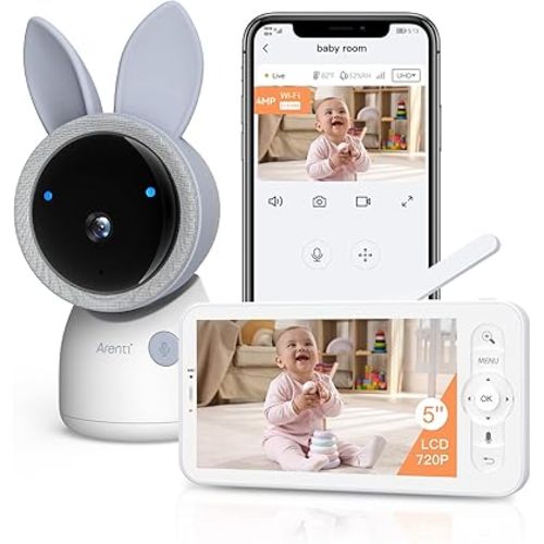 ARENTI 4MP 2.4G&5G WiFi Baby Monitor with Camera and Audio, Night Light, Auto-Traking, Cry&Motion Detection, Temperature Sensor, App Control
