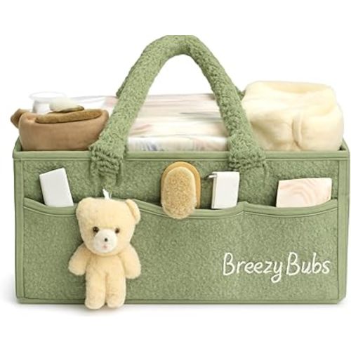 Extra Large Baby Diaper Caddy Organizer with Handles – Portable Storage Basket for Car and Nursery