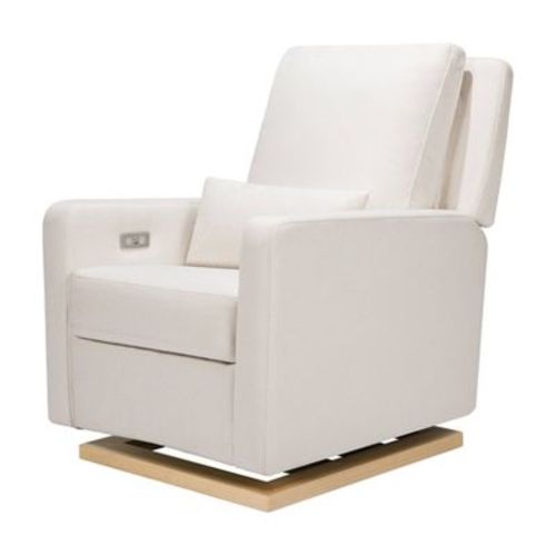 Babyletto Sigi Glider Power Recliner with Electronic Control and USB with Light Wood Base - Greenguard Gold Certified - Performance Cream