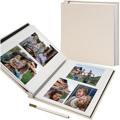 Vienrose Large Photo Album Self Adhesive for 4x6 5x7 8x10 Pictures Scrapbook Album DIY Scrap Book 40 Sticky Pages with A Metallic Pen Beige