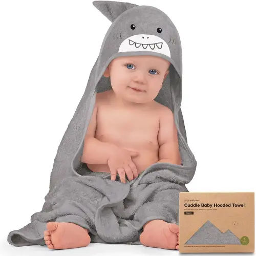 KeaBabies Baby Hooded Towel - Viscose Derived from Bamboo Baby Towel, Toddler Bath Towel, Infant Towels, Large Hooded Towel, Organic Baby Towels with Hood for Girls, Babies, Newborn Boys (Shark)