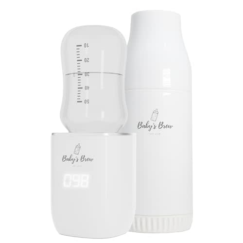 Baby's Brew Portable Bottle Warmer Pro-Milk Warmers for Breastmilk or Formula, Leak-Proof Design, Travel-Friendly, Cordless, Battery-Powered, 8-12 Hour Battery Life, Warmer Set